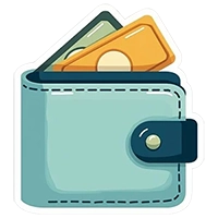 Wallet with money icon